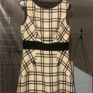 Nine West White and Black Plaid Shift Dress Size 8